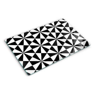 Tocător sticlă Triunghiuri geometrice în alb și negru