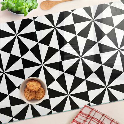 Tocător sticlă Triunghiuri geometrice în alb și negru