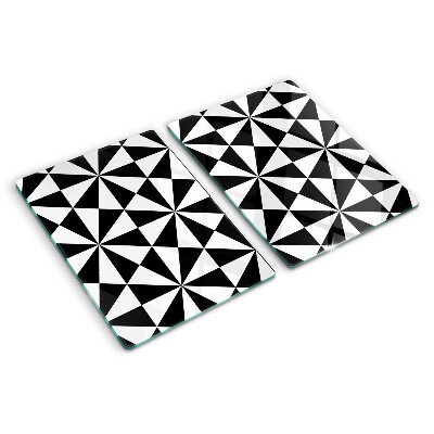 Tocător sticlă Triunghiuri geometrice în alb și negru