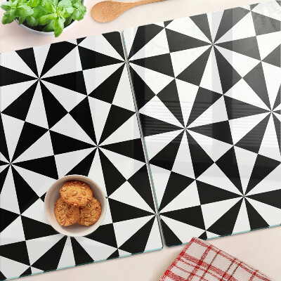 Tocător sticlă Triunghiuri geometrice în alb și negru