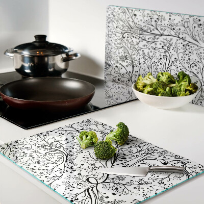 Tocător din sticlă Un model vegetal cu ramuri delicate