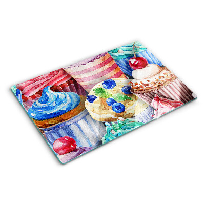 Tocător sticlă Brioșe și produse de patiserie colorate
