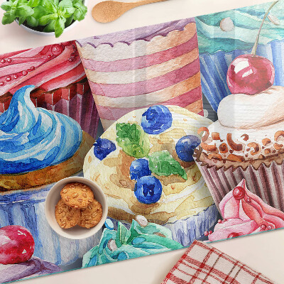 Tocător sticlă Brioșe și produse de patiserie colorate