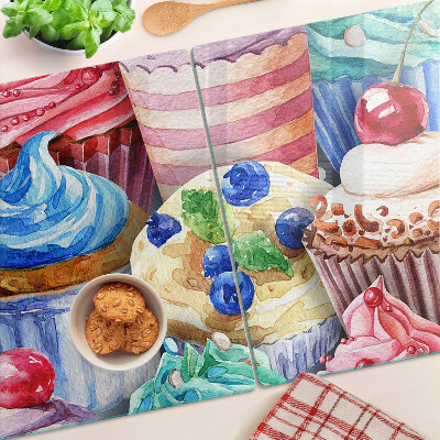 Tocător sticlă Brioșe și produse de patiserie colorate