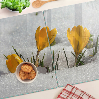 Tocător sticlă Crocusi în zăpadă