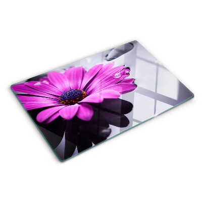 Tocător din sticlă Floare violetă cu picături de apă