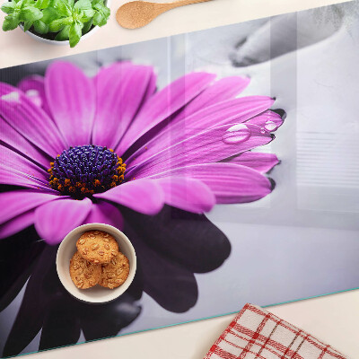 Tocător din sticlă Floare violetă cu picături de apă
