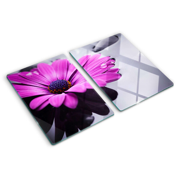 Tocător din sticlă Floare violetă cu picături de apă
