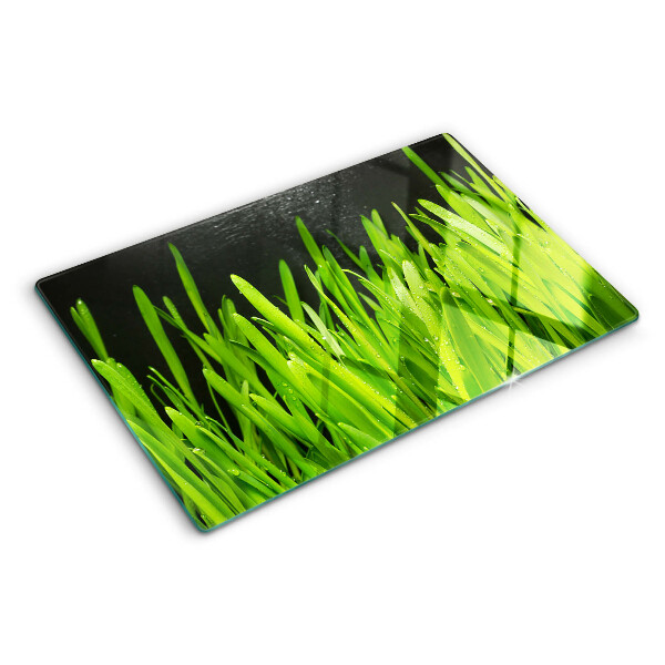Tocător din sticlă Iarbă verde cu picături de apă