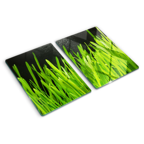Tocător din sticlă Iarbă verde cu picături de apă