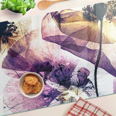 Tocător de bucătărie Flori în nuanțe de violet și galben