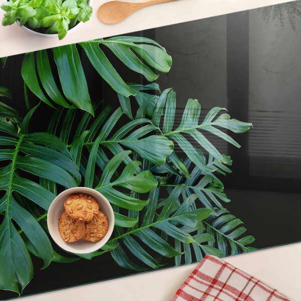 Tocător din sticlă Frunze tropicale