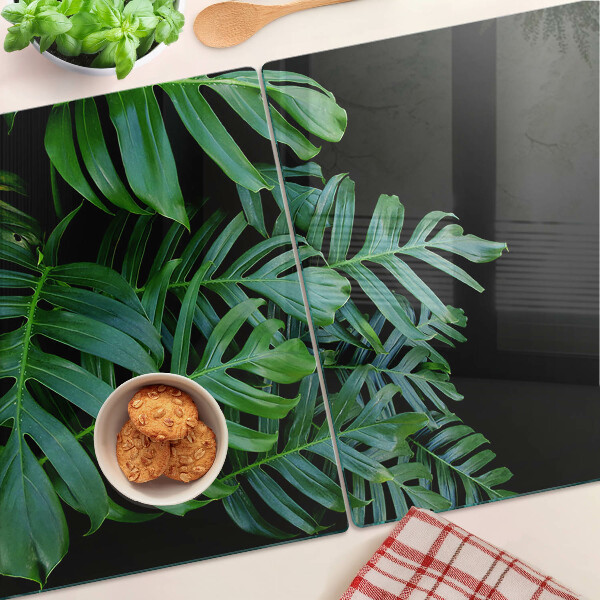 Tocător din sticlă Frunze tropicale