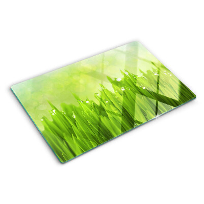 Tocător sticlă Iarbă verde cu picături de apă
