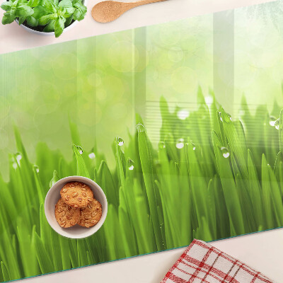 Tocător sticlă Iarbă verde cu picături de apă