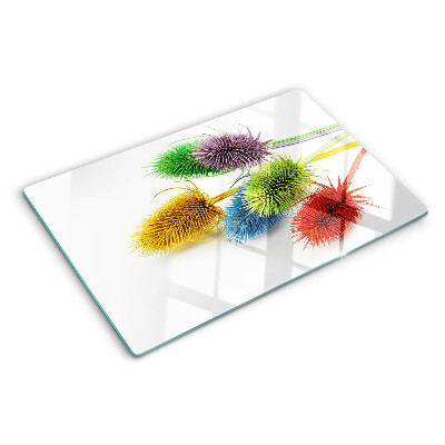 Tocător din sticlă Flori colorate, tridimensionale