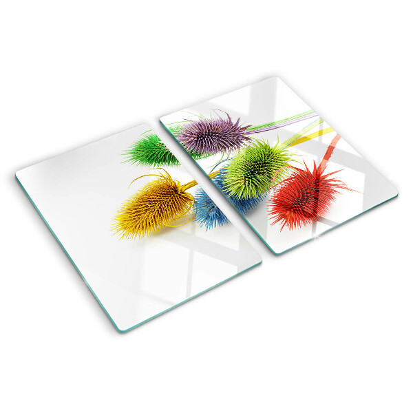 Tocător din sticlă Flori colorate, tridimensionale
