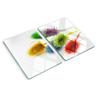 Tocător din sticlă Flori colorate, tridimensionale