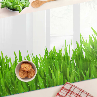Tocător sticlă Iarbă verde cu picături de apă
