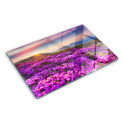 Tocător de bucătărie Peisaj floral la apus
