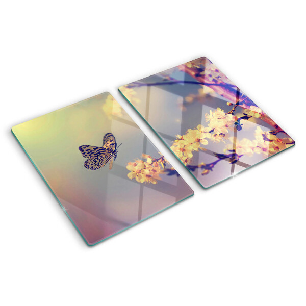Tocător de bucătărie Motiv de fluture pe un fundal floral