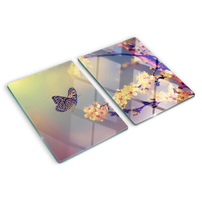 Tocător de bucătărie Motiv de fluture pe un fundal floral