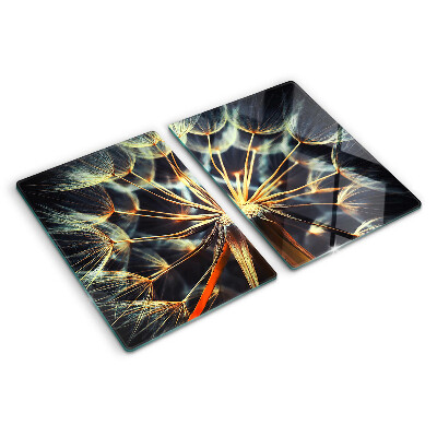 Tocător din sticlă Păpădii în macrofotografie