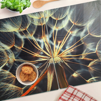 Tocător din sticlă Păpădii în macrofotografie