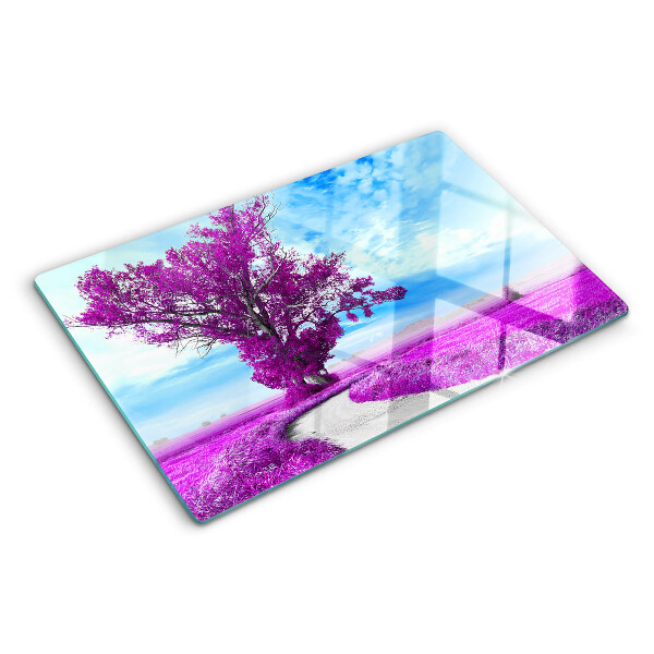 Tocător sticlă Un copac violet pe fundalul cerului