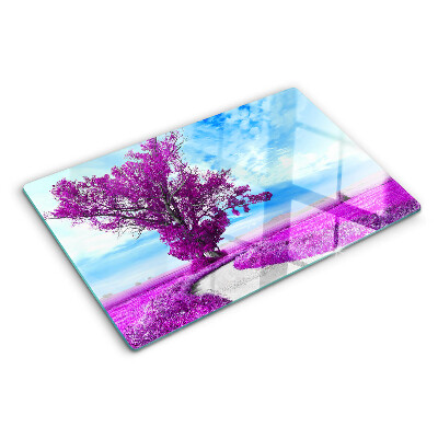 Tocător sticlă Un copac violet pe fundalul cerului
