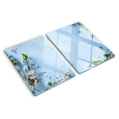 Tocător din sticlă Model floral pe fundal albastru