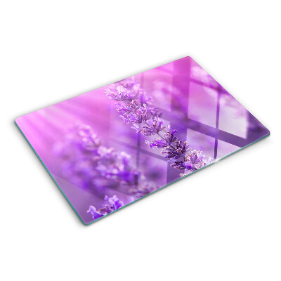 Tocător de bucătărie Flori de lavandă pe un fundal violet