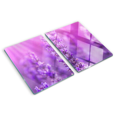 Tocător de bucătărie Flori de lavandă pe un fundal violet