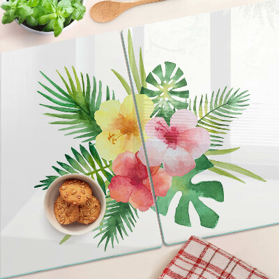 Tocător de bucătărie Flori și frunze tropicale