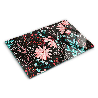 Tocător sticlă Model floral pe un fundal închis