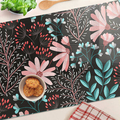 Tocător sticlă Model floral pe un fundal închis