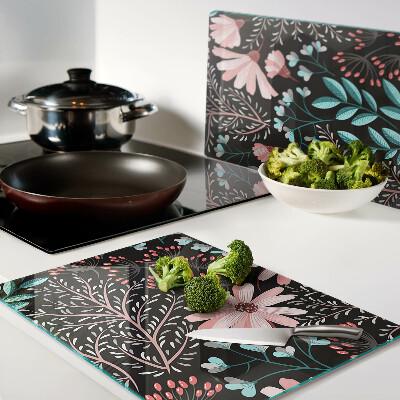 Tocător sticlă Model floral pe un fundal închis