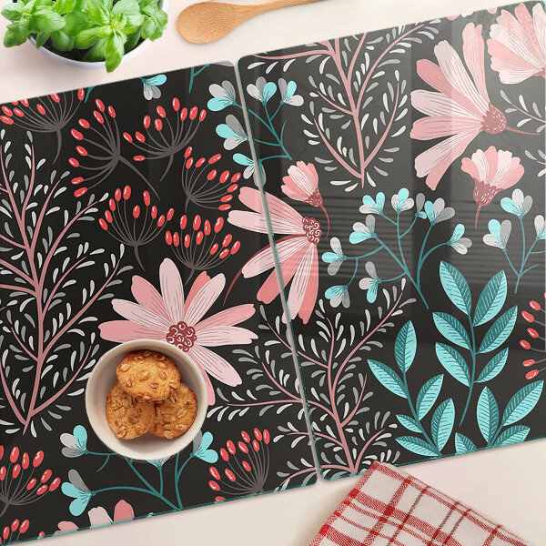 Tocător sticlă Model floral pe un fundal închis