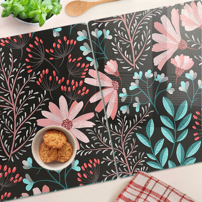 Tocător sticlă Model floral pe un fundal închis