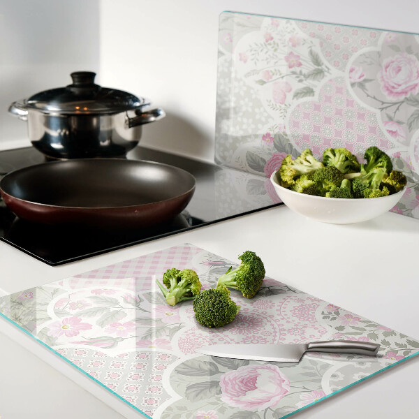 Tocător de bucătărie Model floral în nuanțe pastelate