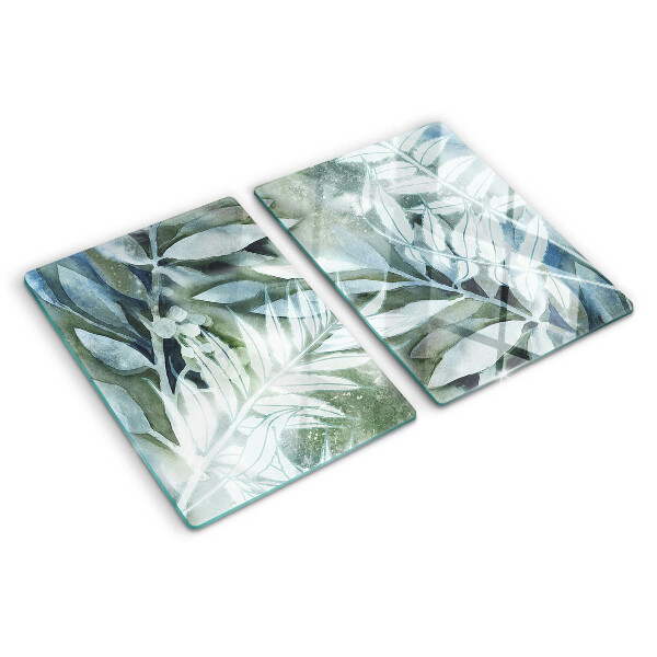 Tocător din sticlă Frunze tropicale în nuanțe pastelate