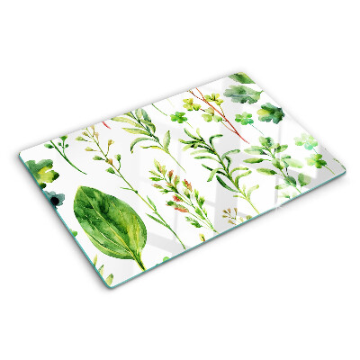Tocător din sticlă Modele de plante în nuanțe de verde