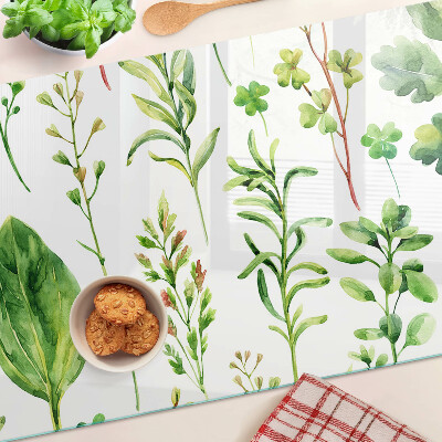 Tocător din sticlă Modele de plante în nuanțe de verde