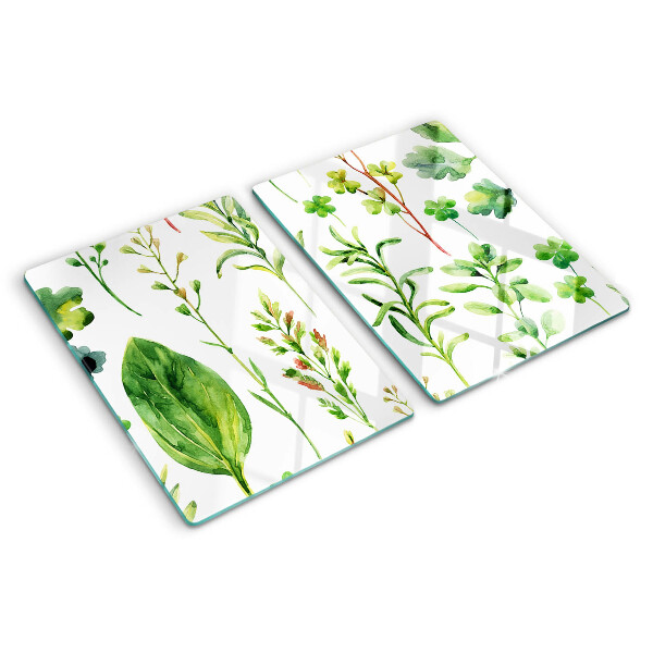 Tocător din sticlă Modele de plante în nuanțe de verde