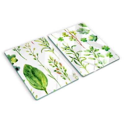 Tocător din sticlă Modele de plante în nuanțe de verde