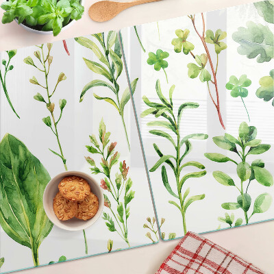 Tocător din sticlă Modele de plante în nuanțe de verde