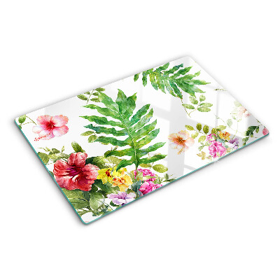 Tocător din sticlă Model floral cu frunze
