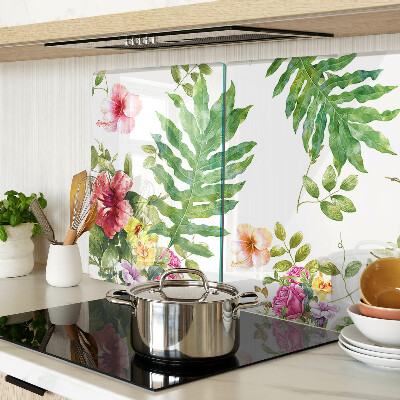 Tocător din sticlă Model floral cu frunze