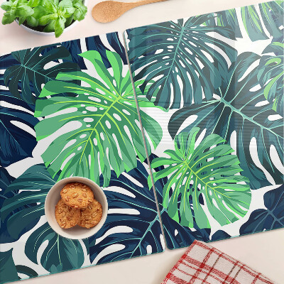 Tocător de bucătărie Frunze de Monstera pe un fundal tropical