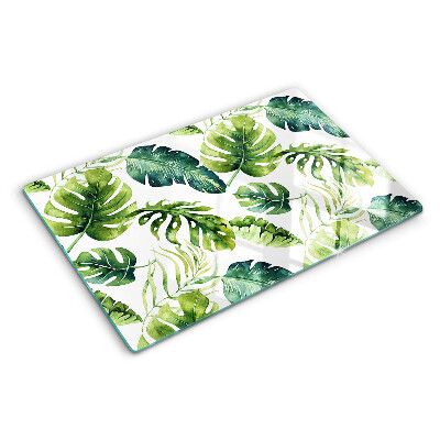 Tocător sticlă Frunze de Monstera în nuanțe de verde